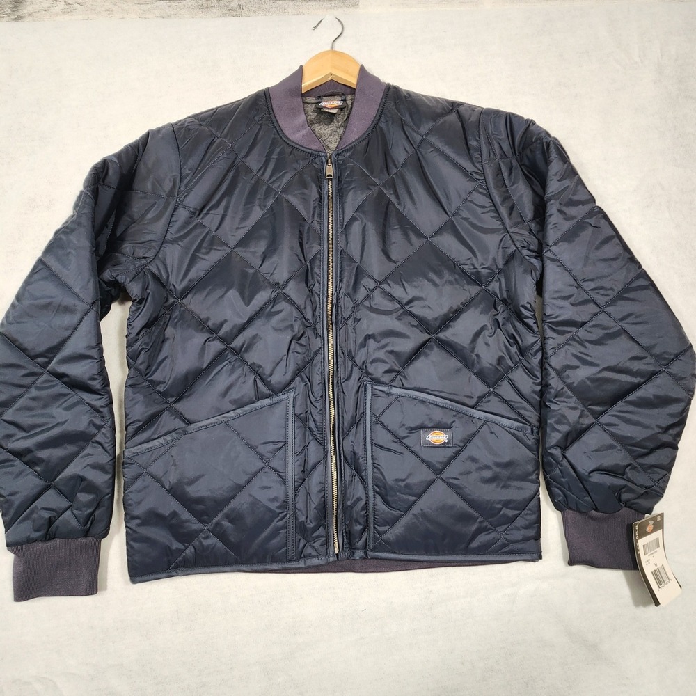 Dickies Quilted Nylon Jacket Mens M Navy Blue Diamond Quilt Bomber Workwear NWT